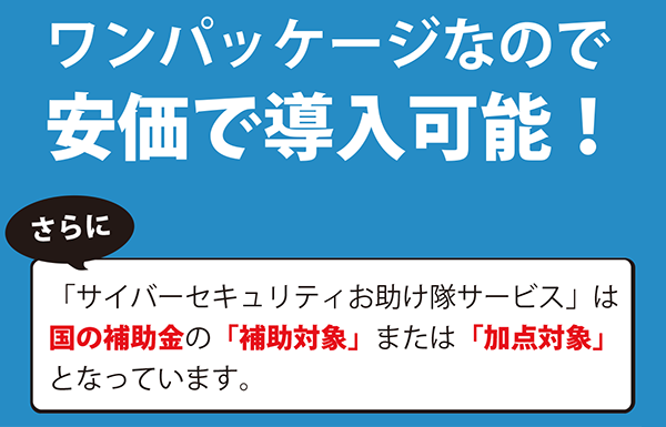 ワンパッケージなので安価で導入可能！